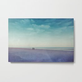 Along the Seashore Metal Print | Digital Manipulation, Color, Travel, Violet, Sea, Couple, People, Romantic, Abstract, Cyan 