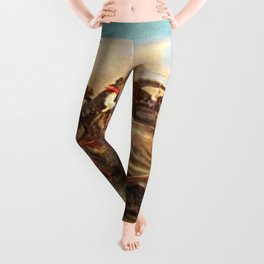 American Realism 'The Oklahoma Land Rush' landscape painting by John Steuart Curry Leggings
