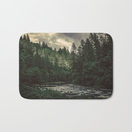 Pacific Northwest River - Nature Photography Badematte | Drawing, Vintage, Landscape, Nature, Forest, Trees, Pop Art, Sky, Abstract, Woods 