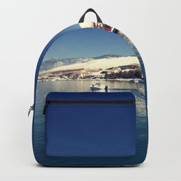 White and dark blue Backpack