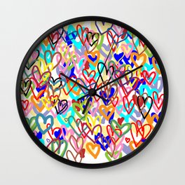 Colorful Hearts Wall Clock