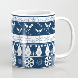 Retro . Christmas pattern . Blue background . Coffee Mug