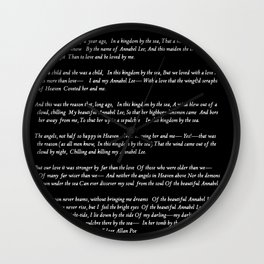 Annabel Lee Edgar Allan Poe black Classic Poem Wall Clock