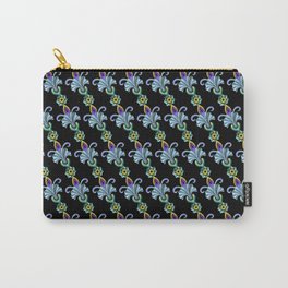 Blue green flowers on black Carry-All Pouch