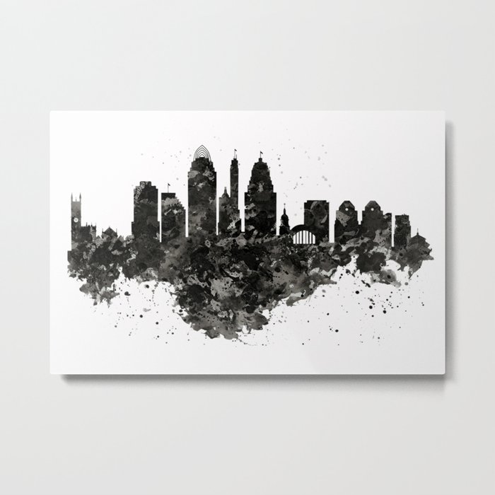 Cincinnati Skyline Black And White Metal Print By Marianvoicu Society6
