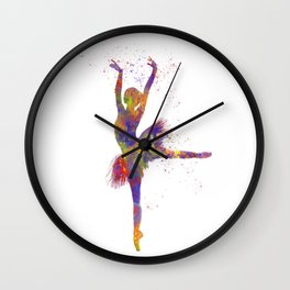 Classical ballet dancer in watercolor Wall Clock