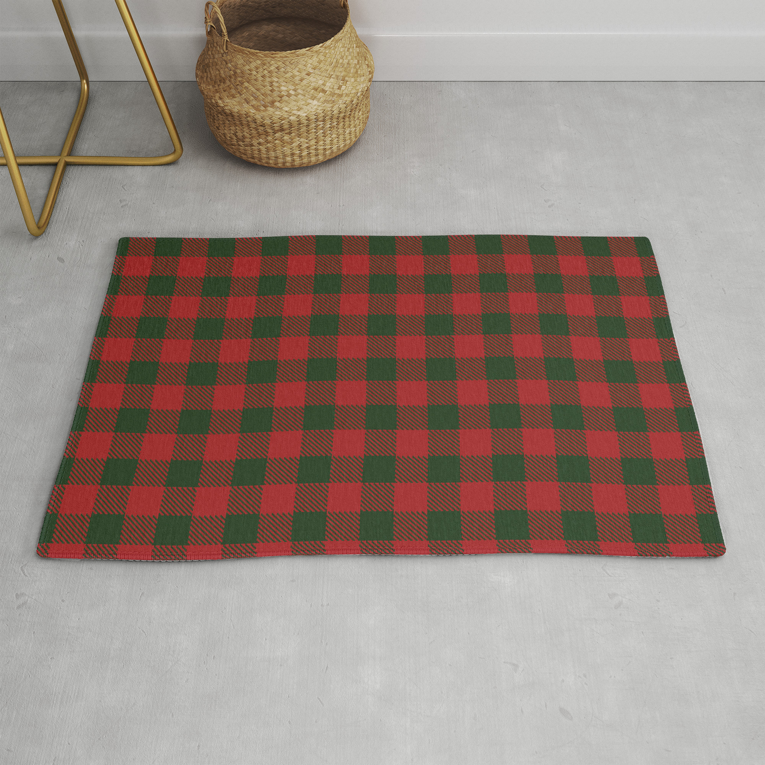 90 S Buffalo Check Plaid In Christmas Red And Green Rug By Elliottdesignfactory Society6