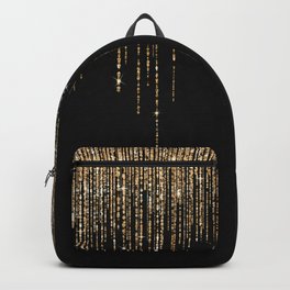Luxury Chic Black Gold Sparkly Glitter Fringe Backpack