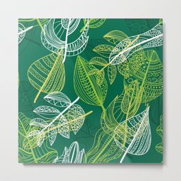 Lovely green leaves pattern illustration Metal Print