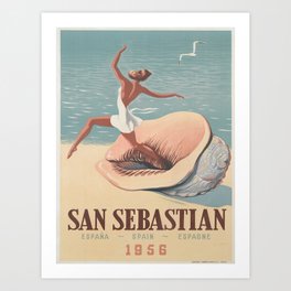 Vintage poster - San Sebastian Kunstdrucke | Cool, Tourism, Spain, Tourists, Espagne, Travel, Espana, Advertising, Seashell, Retro 
