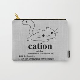 Cation, stay pawsitive Carry-All Pouch | Funny, Graphic Design, Black and White 