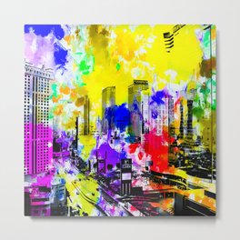 building of the hotel and casino at Las Vegas, USA with blue yellow red green purple painting abstra Metal Print | Exterior, Colorful, Architecture, Contemporaryart, Usa, Travel, Urban, Luxury, City, Lasvegas 