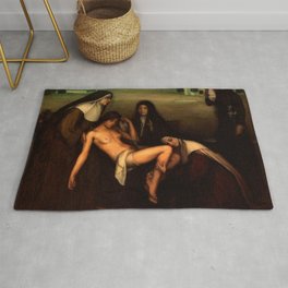 1915 Classical Masterpiece The Grace given to a fallen woman by Julio Romero de Torres Rug