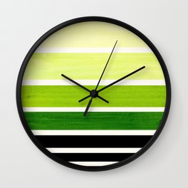 Sap Green Minimalist Mid Century Modern Color Fields Ombre Watercolor Staggered Squares Wall Clock