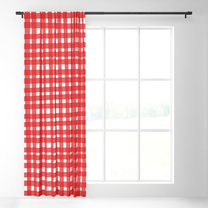 Red Gingham Blackout Curtain by ts55 Society6