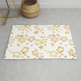 Gold Tropical Flowers Rug