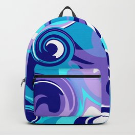Finger Paint Swirls in Turquoise, Lavender, Purple, Navy Backpack