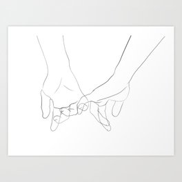 promesse Kunstdrucke | Promise, Ink Pen, Digital, Couple, Black and White, Drawing, Love, Holding, Minimal, Minimalism 