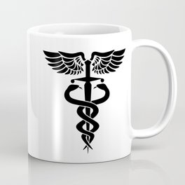 Caduceus medical symbol with two snakes sword and wings Coffee Mug