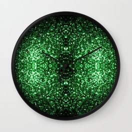 Glamour Dark Green glitter sparkles Wall Clock
