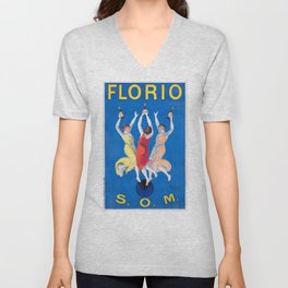 1911 Florio S.O.M. Wine French Advertising Poster V Neck T Shirt