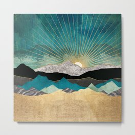 Peacock Vista Metal Print | Graphicdesign, Curated, Abstract, Wanderlust, Contemporary, Vista, Organic, Green, Mountains, Sun 