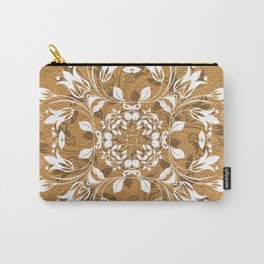 ELEGANT GOLD AND WHITE FLORAL MANDALA Carry-All Pouch