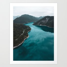Mountain Lake Print, Sylvenstein Germany, Alps, Nature Photography, Landscape Poster, Wall Art Art Print