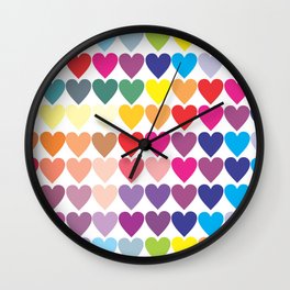 Colorful Heart Pattern on White Wall Clock