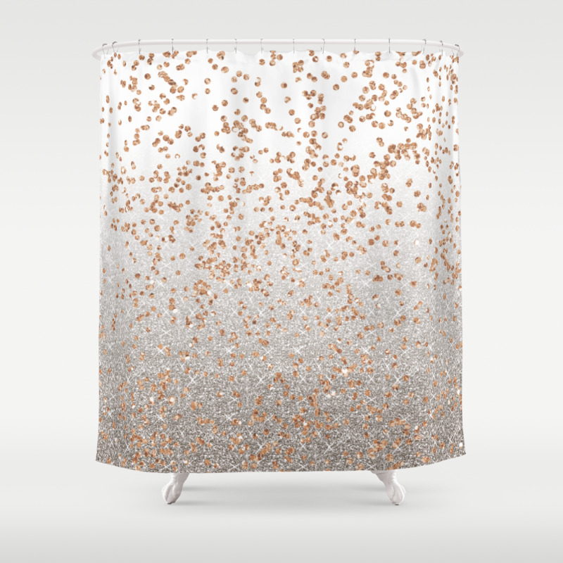 Glitter Sparkle Mix Rose Gold Silver Shower Curtain By Peggieprints Society6