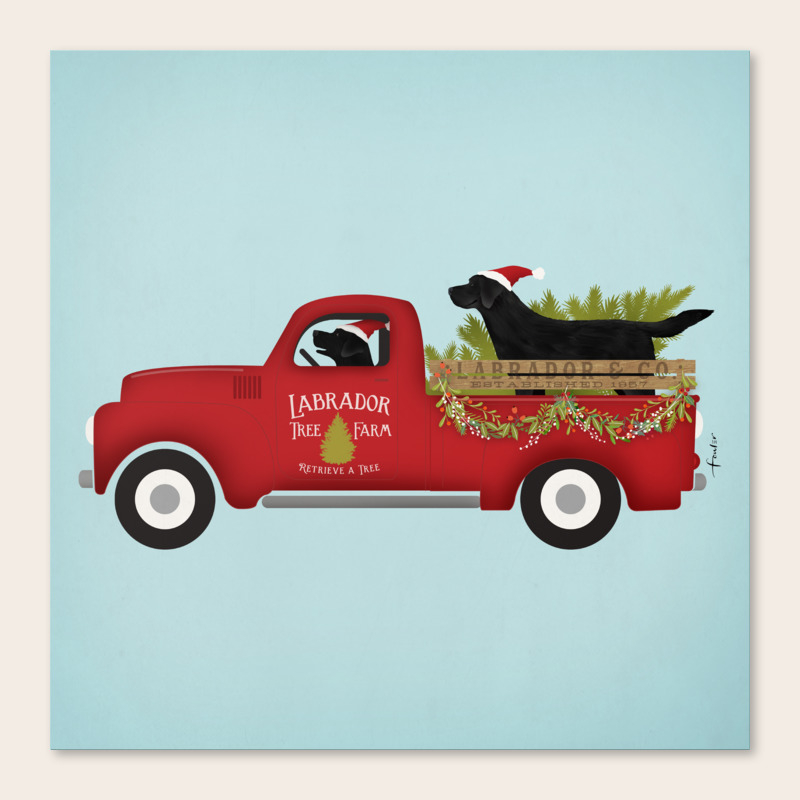 Black Lab Dog Labrador Christmas Tree Farm Vintage Red Truck Canvas Print By Geministudio Society6