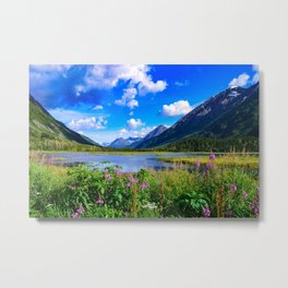God's Country - IV, Alaska Metal Print | Fireweed, Photo, Landscape, Kenai Peninsula, Alaskan, Travel Photography, Seward Highway, Clouds, Tern Lake, Wildflowers 