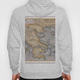 Vintage Map Print - 1584 map of Greece and the Aegean Sea by Abraham Ortelius Hoody