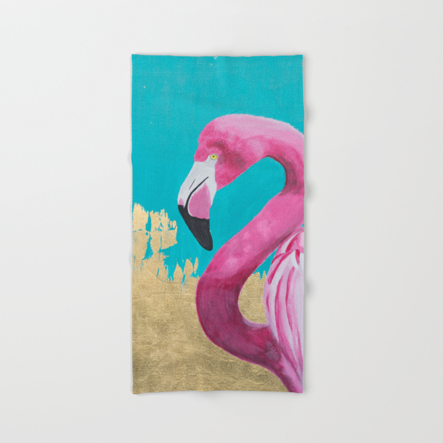 Pink Flamingo Flamingo Painting Flamingo Wall Decor Gold Leaf Art Hand Bath Towel By Theartisticanimals Society6