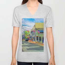 Vibrant Provincetown Cape Cod V Neck T Shirt