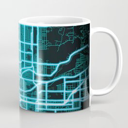 Spokane, WA, USA, Blue, White, Neon, Glow, City, Map Coffee Mug