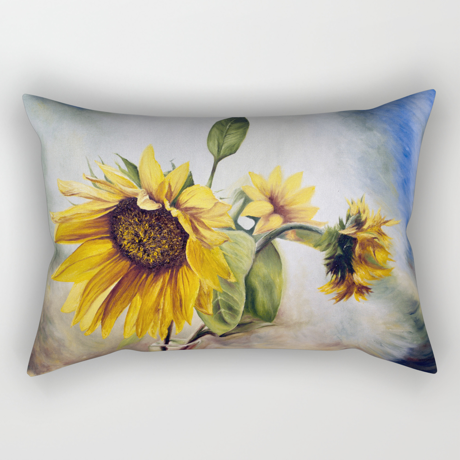 >Oil Painting Sunflower Rectangular Pillow By Akorikova Society6