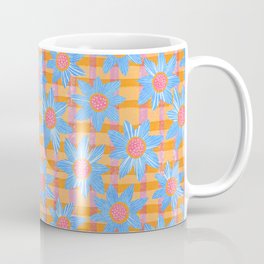 Blue Flowers on Gingham Coffee Mug