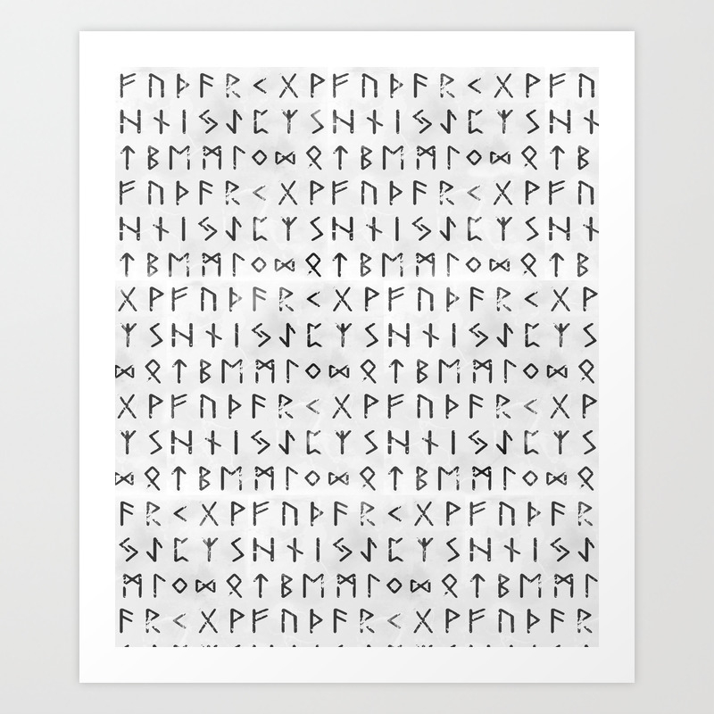 Futhark Full Runic Print Viking Runes White Version Art Print By Machineshop Society6