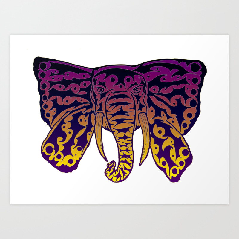 Colorful Elephant Butterfly Tribal Tattoo Art Print By Zeichenbloq Society6