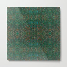 Copper Green Verdigris Abstract Watercolor Metal Print