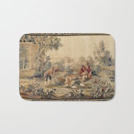 Aubusson  Antique French Tapestry Print Badematte | Playing, Boys, European, Nature, Bohemian, Tapestry, Carpet, Trees, Children, Antique 