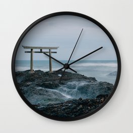 Ocean Shrine Wall Clock | Japan, Oceanart, Okinawa, Isosakishrine, Color, Kyoto, Oarai, Shrine, Photo, Digital 