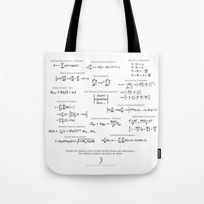 High Math Inspiration 01 Black Tote Bag By Justinoptimized Society6
