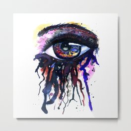 Rainbow eye splashing watercolor and ink Metal Print | Female, Abstract, Woman, Drawing, Eye, Watercolor, Artistic, Fashion, Sketch, Crying 