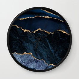 Beautiful Sapphire And Gold Marble Design Wall Clock