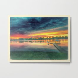 Stormy Sunset Metal Print | Photo, Digital, Color, Stormysunset, Boats, Docks, Grass, Yellow, Orange, Blue 