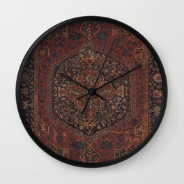 Boho Chic Dark I // 17th Century Colorful Medallion Red Blue Green Brown Ornate Accent Rug Pattern Wall Clock