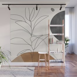 Abstract Art /Minimal Plant Wall Mural | Nature, Thingdesign, Linedrawing, Illustration, Shape, Modern, Abstract, Botanical, Simple, Boho 