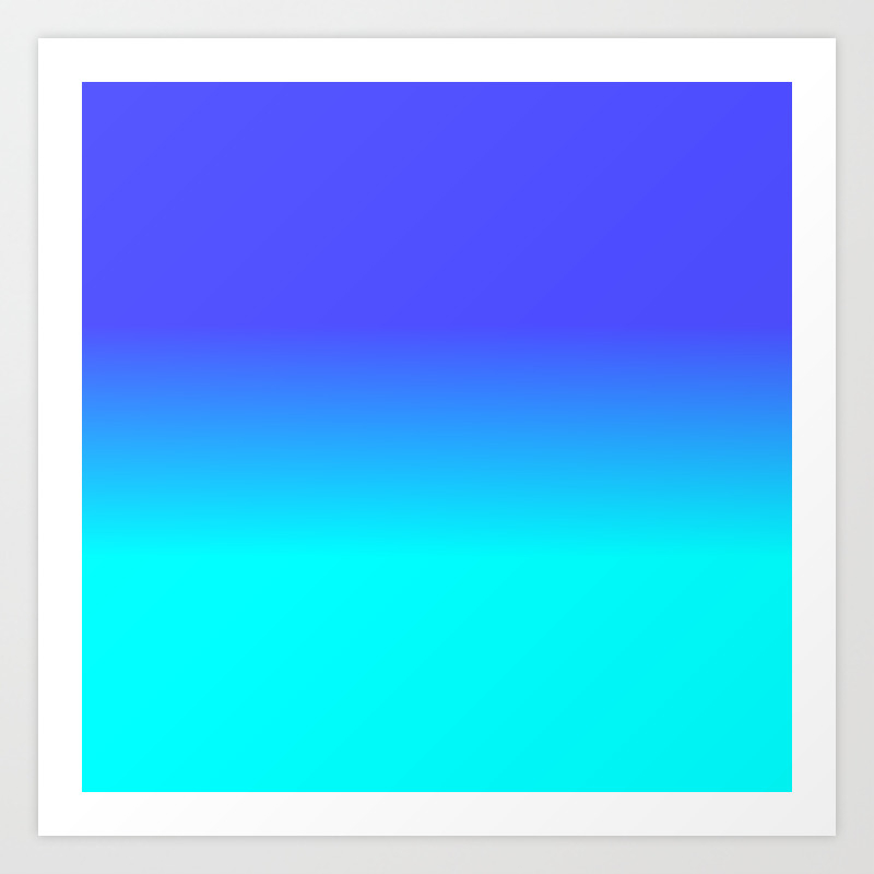 Neon Blue And Bright Neon Aqua Ombre Shade Color Fade Art Print By Podartist Society6